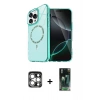 MARSİLYAN™- iPhone 15 Pro Max Kılıf Kıvılcım Form Prime - Şeffaf 360 Full Body Arka Koruyucu + PVD Metal Kamera Lens - GS