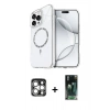 MARSİLYAN™- iPhone 15 Pro Max Kılıf Kıvılcım Form Prime - Şeffaf 360 Full Body Arka Koruyucu + PVD Metal Kamera Lens - GS