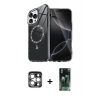 MARSİLYAN™- iPhone 15 Pro Max Kılıf Kıvılcım Form Prime - Şeffaf 360 Full Body Arka Koruyucu + PVD Metal Kamera Lens - GS