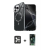 MARSİLYAN™- iPhone 15 Pro Max Kılıf Kıvılcım Form Prime - Şeffaf 360 Full Body Arka Koruyucu + PVD Metal Kamera Lens - GI
