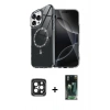 MARSİLYAN™- iPhone 15 Pro Max Kılıf Kıvılcım Form Prime - Şeffaf 360 Full Body Arka Koruyucu + Siyah PVD Metal Kamera Lens