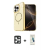 MARSİLYAN™- iPhone 15 Pro Max Kılıf Kıvılcım Form Prime - Şeffaf Pasifik Cam Ekran Koruyucu + Lacivert PVD Metal Kamera Lens