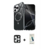 MARSİLYAN™- iPhone 15 Pro Max Kılıf Kıvılcım Form Prime - Şeffaf Pasifik Cam Ekran Koruyucu + Lacivert PVD Metal Kamera Lens