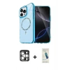 MARSİLYAN™- iPhone 15 Pro Max Kılıf Kıvılcım Form Prime - Şeffaf Pasifik Cam Ekran Koruyucu + PVD Metal Kamera Lens - GS