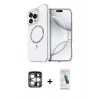 MARSİLYAN™- iPhone 15 Pro Max Kılıf Kıvılcım Form Prime - Şeffaf Pasifik Cam Ekran Koruyucu + PVD Metal Kamera Lens - GS