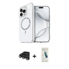 MARSİLYAN™- iPhone 15 Pro Max Kılıf Kıvılcım Form Prime - Şeffaf Pasifik Cam Ekran Koruyucu + Titanyum Gri Raze Metal Kamera Lens