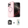 MARSİLYAN™- iPhone 15 Pro Max Kılıf Kıvılcım Form Prime - Şeffaf Pasifik Cam Ekran Koruyucu + PVD Metal Kamera Lens - TU