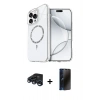 MARSİLYAN™- iPhone 15 Pro Max Kılıf Kıvılcım Form Prime - Siyah 3D Antistatik Hayalet Cam Ekran Koruyucu + Lacivert Raze Metal Kamera Lens