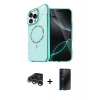 MARSİLYAN™- iPhone 15 Pro Max Kılıf Kıvılcım Form Prime - Siyah 3D Antistatik Hayalet Cam Ekran Koruyucu + Raze Metal Kamera Lens - GS