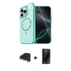 MARSİLYAN™- iPhone 15 Pro Max Kılıf Kıvılcım Form Prime - Siyah 3D Antistatik Hayalet Cam Ekran Koruyucu + Raze Metal Kamera Lens - TMGI