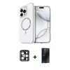 MARSİLYAN™- iPhone 15 Pro Max Kılıf Kıvılcım Form Prime - Siyah 3D Antistatik Hayalet Cam Ekran Koruyucu + PVD Metal Kamera Lens - LT