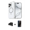 MARSİLYAN™- iPhone 15 Pro Max Kılıf Kıvılcım Form Prime - Siyah 3D Antistatik Hayalet Cam Ekran Koruyucu + Raze Metal Kamera Lens - TMGI