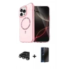 MARSİLYAN™- iPhone 15 Pro Max Kılıf Kıvılcım Form Prime - Siyah 3D Antistatik Hayalet Cam Ekran Koruyucu + Raze Metal Kamera Lens - TMGI