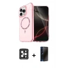 MARSİLYAN™- iPhone 15 Pro Max Kılıf Kıvılcım Form Prime - Siyah 3D Antistatik Hayalet Cam Ekran Koruyucu + Siyah PVD Metal Kamera Lens