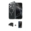 MARSİLYAN™- iPhone 15 Pro Max Kılıf Kıvılcım Form Prime - Siyah 3D Antistatik Hayalet Cam Ekran Koruyucu + Raze Metal Kamera Lens - GS