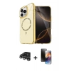 MARSİLYAN™- iPhone 15 Pro Max Kılıf Kıvılcım Form Prime - Siyah 3D Antistatik Mat Seramik Nano Ekran Koruyucu + Gümüş Raze Metal Kamera Lens