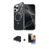 MARSİLYAN™- iPhone 15 Pro Max Kılıf Kıvılcım Form Prime - Siyah 3D Antistatik Mat Seramik Nano Ekran Koruyucu + Raze Metal Kamera Lens - LT