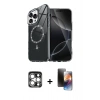 MARSİLYAN™- iPhone 15 Pro Max Kılıf Kıvılcım Form Prime - Siyah 3D Antistatik Mat Seramik Nano Ekran Koruyucu + PVD Metal Kamera Lens - GS