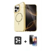 MARSİLYAN™- iPhone 15 Pro Max Kılıf Kıvılcım Form Prime - Siyah 3D Antistatik Mat Seramik Nano Ekran Koruyucu + PVD Metal Kamera Lens - SH