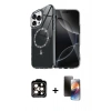 MARSİLYAN™- iPhone 15 Pro Max Kılıf Kıvılcım Form Prime - Siyah 3D Antistatik Mat Seramik Nano Ekran Koruyucu + PVD Metal Kamera Lens - TU