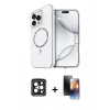 MARSİLYAN™- iPhone 15 Pro Max Kılıf Kıvılcım Form Prime - Siyah 3D Antistatik Mat Seramik Nano Ekran Koruyucu + PVD Metal Kamera Lens - SH