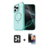 MARSİLYAN™- iPhone 15 Pro Max Kılıf Kıvılcım Form Prime - Siyah 3D Antistatik Mat Seramik Nano Ekran Koruyucu + PVD Metal Kamera Lens - SH