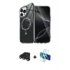 MARSİLYAN™- iPhone 15 Pro Max Kılıf Kıvılcım Form Prime - Siyah 3D Antistatik Seramik Nano Ekran Koruyucu + Raze Metal Kamera Lens - TMGI