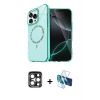 MARSİLYAN™- iPhone 15 Pro Max Kılıf Kıvılcım Form Prime - Siyah 3D Antistatik Seramik Nano Ekran Koruyucu + Lacivert PVD Metal Kamera Lens