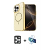 MARSİLYAN™- iPhone 15 Pro Max Kılıf Kıvılcım Form Prime - Siyah 3D Antistatik Seramik Nano Ekran Koruyucu + Lacivert PVD Metal Kamera Lens