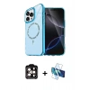 MARSİLYAN™- iPhone 15 Pro Max Kılıf Kıvılcım Form Prime - Siyah 3D Antistatik Seramik Nano Ekran Koruyucu + PVD Metal Kamera Lens - TU