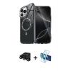 MARSİLYAN™- iPhone 15 Pro Max Kılıf Kıvılcım Form Prime - Siyah 3D Antistatik Seramik Nano Ekran Koruyucu + Raze Metal Kamera Lens - SH