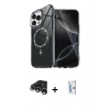 MARSİLYAN™- iPhone 15 Pro Max Kılıf Kıvılcım Form Prime - Siyah Bilvis 0.18mm Plus Cam Ekran Koruyucu + Gümüş Raze Metal Kamera Lens