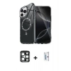 MARSİLYAN™- iPhone 15 Pro Max Kılıf Kıvılcım Form Prime - Siyah Bilvis 0.18mm Plus Cam Ekran Koruyucu + Lacivert PVD Metal Kamera Lens