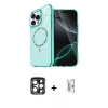 MARSİLYAN™- iPhone 15 Pro Max Kılıf Kıvılcım Form Prime - Siyah Bilvis 0.18mm Plus Cam Ekran Koruyucu + Lacivert PVD Metal Kamera Lens