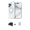 MARSİLYAN™- iPhone 15 Pro Max Kılıf Kıvılcım Form Prime - Siyah Bilvis 0.18mm Plus Cam Ekran Koruyucu + Raze Metal Kamera Lens - TMGI
