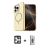 MARSİLYAN™- iPhone 15 Pro Max Kılıf Kıvılcım Form Prime - Siyah Bilvis 3D Cam Ekran Koruyucu + PVD Metal Kamera Lens - GS