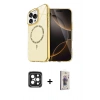 MARSİLYAN™- iPhone 15 Pro Max Kılıf Kıvılcım Form Prime - Siyah Bilvis 3D Cam Ekran Koruyucu + PVD Metal Kamera Lens - SH