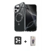 MARSİLYAN™- iPhone 15 Pro Max Kılıf Kıvılcım Form Prime - Siyah Bilvis 3D Cam Ekran Koruyucu + PVD Metal Kamera Lens - SH