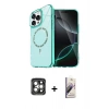 MARSİLYAN™- iPhone 15 Pro Max Kılıf Kıvılcım Form Prime - Siyah Bilvis 3D Mat Cam Ekran Koruyucu + PVD Metal Kamera Lens - GI
