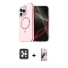 MARSİLYAN™- iPhone 15 Pro Max Kılıf Kıvılcım Form Prime - Siyah Bilvis 3D Mat Cam Ekran Koruyucu + PVD Metal Kamera Lens - GI