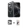 MARSİLYAN™- iPhone 15 Pro Max Kılıf Kıvılcım Form Prime - Siyah Bilvis 3D Mat Cam Ekran Koruyucu + PVD Metal Kamera Lens - GS