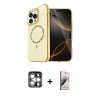 MARSİLYAN™- iPhone 15 Pro Max Kılıf Kıvılcım Form Prime - Siyah Bilvis 3D Mat Cam Ekran Koruyucu + PVD Metal Kamera Lens - GS