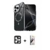 MARSİLYAN™- iPhone 15 Pro Max Kılıf Kıvılcım Form Prime - Siyah Bilvis 3D Mat Cam Ekran Koruyucu + PVD Metal Kamera Lens - LT