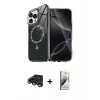 MARSİLYAN™- iPhone 15 Pro Max Kılıf Kıvılcım Form Prime - Siyah Bilvis 3D Mat Cam Ekran Koruyucu + Raze Metal Kamera Lens - TMGI