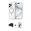 MARSİLYAN™- iPhone 15 Pro Max Kılıf Kıvılcım Form Prime - Siyah Bilvis 3D Mat Cam Ekran Koruyucu + Raze Metal Kamera Lens - TMGI