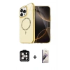 MARSİLYAN™- iPhone 15 Pro Max Kılıf Kıvılcım Form Prime - Siyah Bilvis 3D Mat Cam Ekran Koruyucu + PVD Metal Kamera Lens - TU
