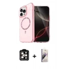 MARSİLYAN™- iPhone 15 Pro Max Kılıf Kıvılcım Form Prime - Siyah Bilvis 3D Mat Cam Ekran Koruyucu + PVD Metal Kamera Lens - TU
