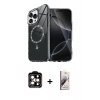 MARSİLYAN™- iPhone 15 Pro Max Kılıf Kıvılcım Form Prime - Siyah Bilvis 3D Mat Cam Ekran Koruyucu + PVD Metal Kamera Lens - TU