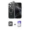 MARSİLYAN™- iPhone 15 Pro Max Kılıf Kıvılcım Form Prime - Siyah Bilvis 5in1 3D Magic Cam Ekran Koruyucu + PVD Metal Kamera Lens - GI