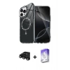 MARSİLYAN™- iPhone 15 Pro Max Kılıf Kıvılcım Form Prime - Siyah Bilvis 5in1 3D Magic Cam Ekran Koruyucu + Raze Metal Kamera Lens - SH